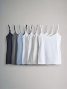 The Set Black/Grey/MidBlue/Blue/Grey Marl/Light Grey/White 7 Pack Thin Strap Vest Tops