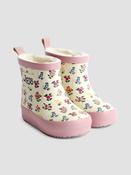 JoJo Maman Bébé Cream Floral Print Cosy Short Wellies image