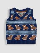 JoJo Maman Bébé Navy Blue Highland Cow Fair Isle Tank Top