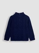 JoJo Maman Bébé Navy Blue Chunky Cable Half Zip Jumper
