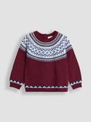 JoJo Maman Bébé Burgundy Red Fair Isle Jumper