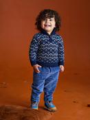 JoJo Maman Bébé Navy Blue Fair Isle Half Zip Knit Jumper