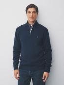 Navy Blue Stag Stag Logo Regular Fit 100% Cotton Premium Quarter Zip Jumper