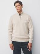 Oatmeal Stag Logo Regular Fit 100% Cotton Premium Quarter Zip Jumper
