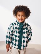 Green/White Harlequin Patterned Zip Through Fleece (3mths-7yrs)