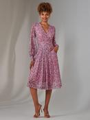 Jolie Moi Pink Long Sleeve Lace Print Midi Dress