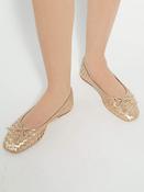 Dune London Gold Heat Woven Ballerina Shoes