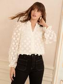 Love &amp; Roses White 3D Spot Long Sleeve Blouse image