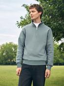 Blue/Green Quarter Zip Cotton Rich Jersey Sweatshirt image