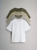 The Set White/Stripe/Khaki/Light Khaki 4 Pack Short Sleeved Relaxed T-Shirts