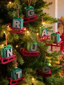Set of 2 Red Monogram Sleigh Christmas Baubles