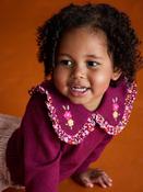 JoJo Maman Bébé Berry Red Floral Frill Collar Embroidered Jumper