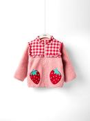 JoJo Maman Bébé Pink Strawberry Fleece Zip-Up Jacket image