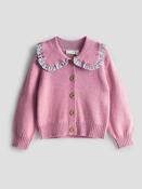 JoJo Maman Bébé Rose Pink Floral Frill Collar Cardigan