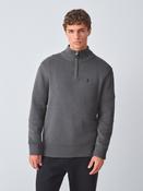 Charcoal Grey Stag Logo Regular Fit 100% Cotton Premium Quarter Zip Jumper