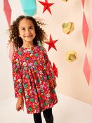 Red Christmas Character Long Sleeve Jersey Dress (3-16yrs)