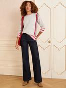 Love &amp; Roses Grey Rainbow Side Stripe Crew Neck Knit Jumper
