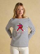Joules Christmas Harbour Jonty Fox Cream/Navy Boat Neck Breton Top