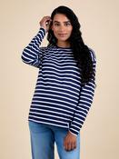JoJo Maman Bébé Navy Stripe Long Sleeve Boyfriend Maternity T-Shirt image