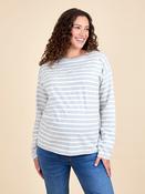 JoJo Maman Bébé Grey Stripe Long Sleeve Boyfriend Maternity T-Shirt image