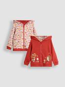 JoJo Maman Bébé Rust Orange Hedgehog Appliqué Reversible Hoodie