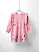 JoJo Maman Bébé Pink Mouse Embroidered Frill Knitted Dress