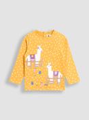 JoJo Maman Bébé Mustard Yellow Llama Appliqué Top