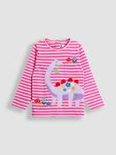 JoJo Maman Bébé Fuchsia Pink Dino Appliqué Stripe Top image