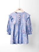 JoJo Maman Bébé Sky Blue Unicorn Drop Shoulder Printed Pet In Pocket Dress