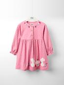 JoJo Maman Bébé Pink Mouse Tea Party Drop Shoulder Appliqué Dress