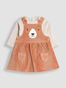 JoJo Maman Bébé Brown Dungaree Dress &amp; Body Set