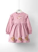 JoJo Maman Bébé Pink Hedgehog Frill Sleeve Appliqué Dress