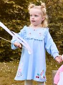 JoJo Maman Bébé Blue Mouse Tea Party Appliqué Yoke Dress