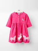JoJo Maman Bébé Fucshia Pink Unicron Button Front Appliqué Dress