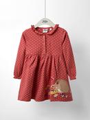 JoJo Maman Bébé Rust Orange Hedgehog Frill Collar Appliqué Dress