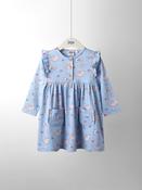 JoJo Maman Bébé Blue Mouse Tea Party Frill Shoulder Printed Pet In Pocket Dress