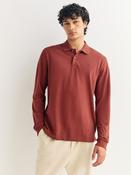 Red Regular Fit Long Sleeve Pique Polo Shirt image