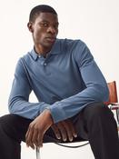 Blue Regular Fit Long Sleeve Pique Polo Shirt image