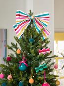Bright Stripey Bow Christmas Tree Topper