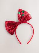Red Christmas Sequin Bow Headband
