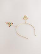 Gold Tone Christmas Tree Jingle Bopper Headband