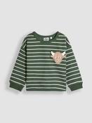 JoJo Maman Bébé Khaki Green Highland Cow Appliqué Pocket Top