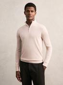 Reiss Beige Blackhall Merino Wool Half-Zip Jumper