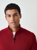 Red Plain Regular Fit 100% Cotton Premium Quarter Zip Jumper