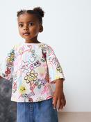 White Doodle Print Girls Short Sleeve T-Shirt (3mths-7yrs) image
