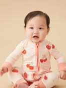 MORI Pink Cherry Print Supersoft Zip Up Sleepsuit