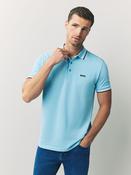 BOSS Blue Chrome Regular Fit Paddy Tipped Collar Polo Shirt