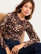 Lipsy Leopard Print Knitted Scallop Buttoned Crew Neck Jumper