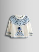 JoJo Maman Bébé Ecru Penguin Christmas Penguin Fair Isle Jumper