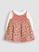 JoJo Maman Bébé Cream Floral Cord Dress &amp; Body Set